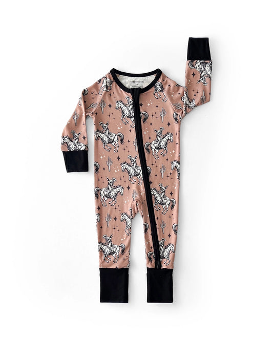 Bamboo Western Baby Zip Romper | Desert Cowboy