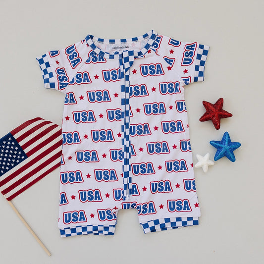 Bamboo 4th of July Shorty Romper | USA