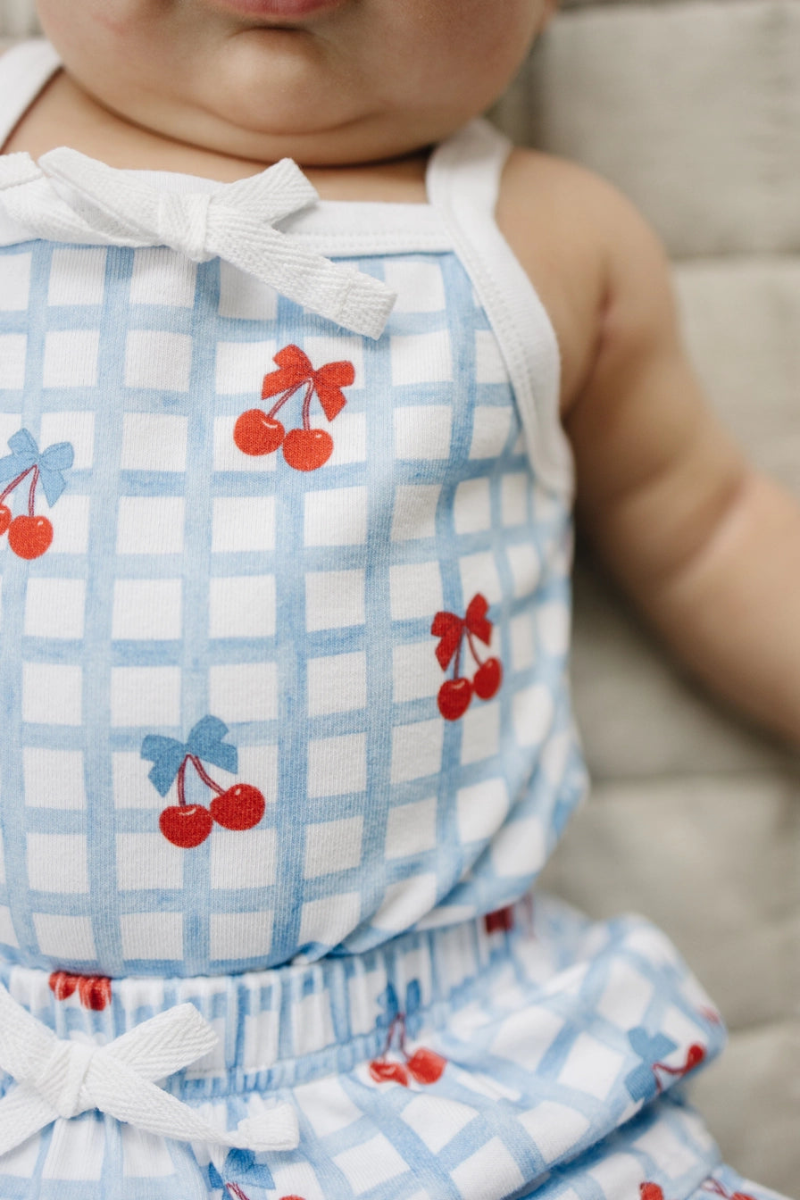 4th of July Shorts Set | Gingham Cherry