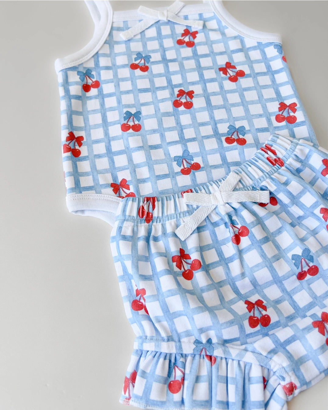 4th of July Shorts Set | Gingham Cherry