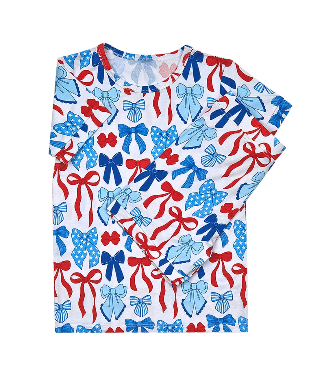 4th of July Bamboo Shorts Set | Red-White & Bows